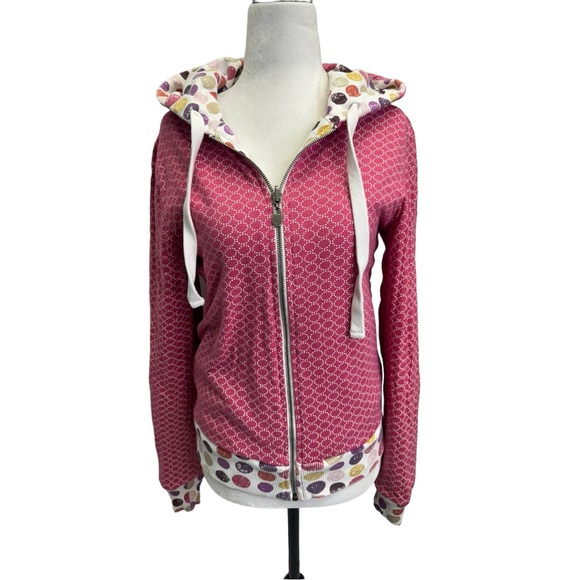 Aero Reversible Full Zip Hoodie Pink Polka Dot Size M - Picture 3 of 10